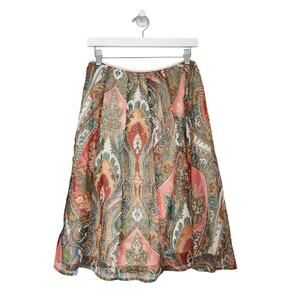 Vintage North Style Pink Orange Green Paisley Skirt S